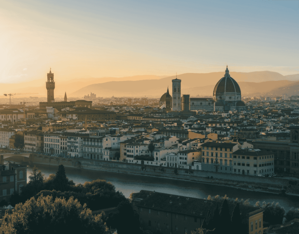 Florenz zum Sonnenuntergang, fotografiert vom Piazzale Michelangelo