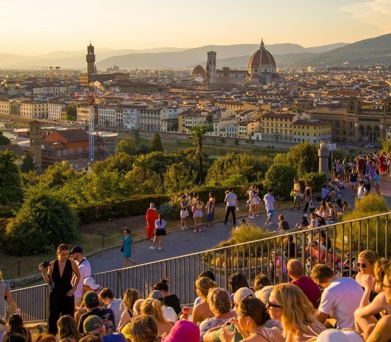 Florenz bei Sonnenuntergang vom Piazzale Michelangelo