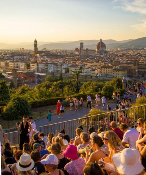 Florenz bei Sonnenuntergang vom Piazzale Michelangelo