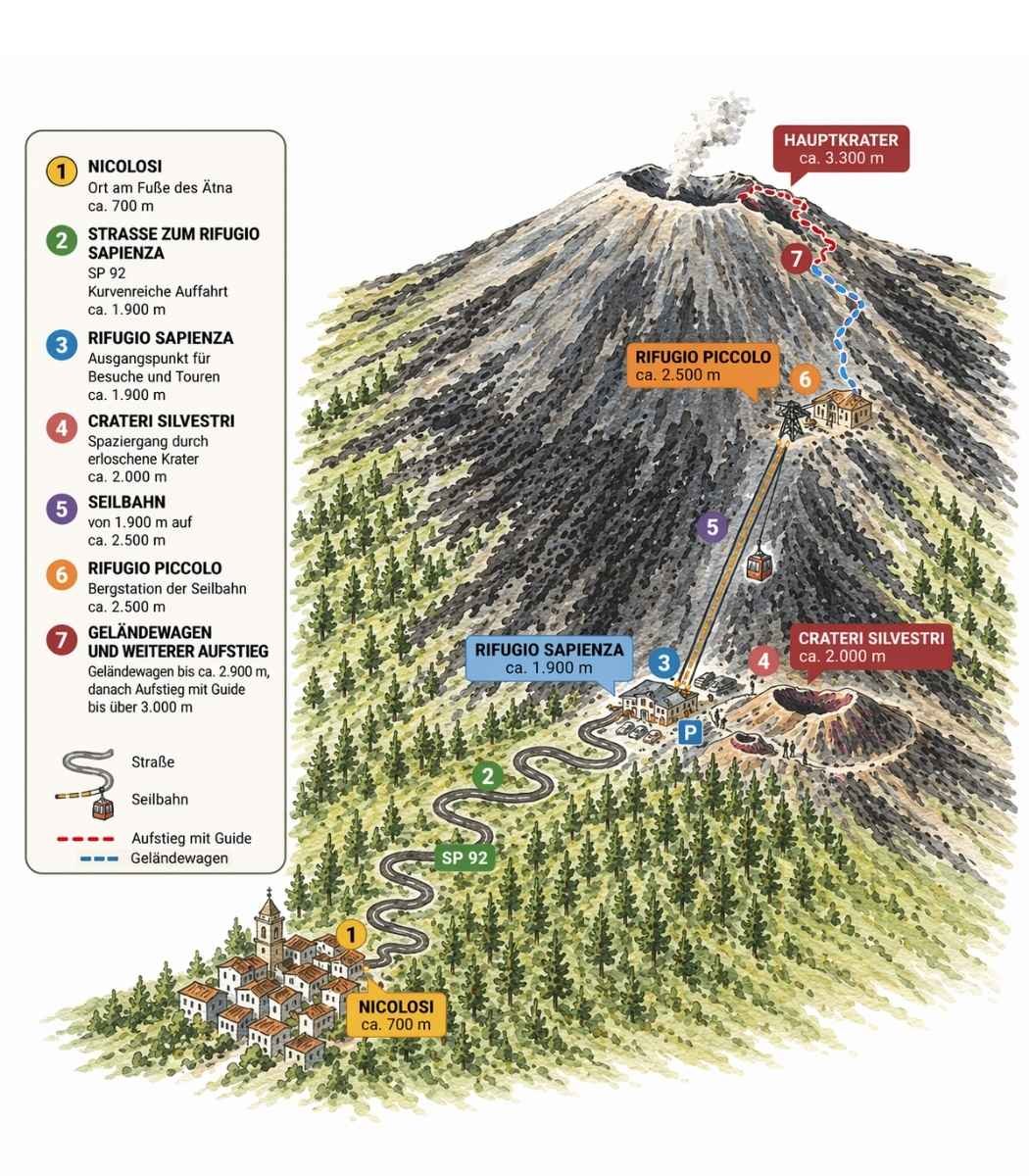 Ätna besteigen Karte