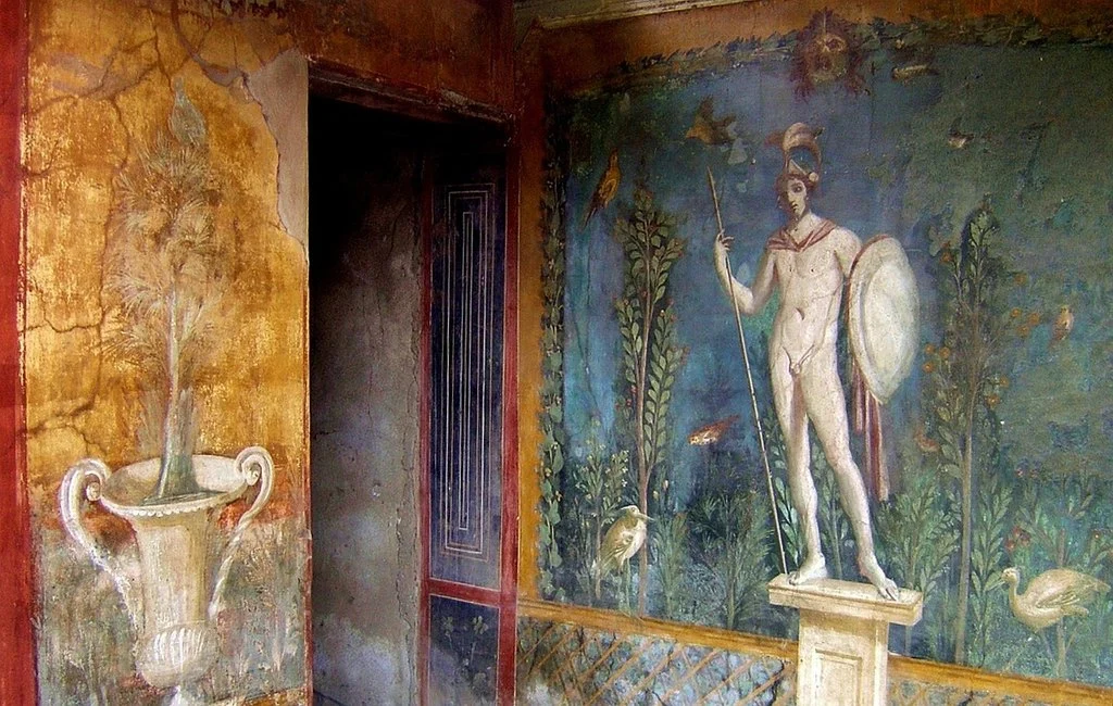 Bute Fresken in Pompeji mit Soldaten mit Speer